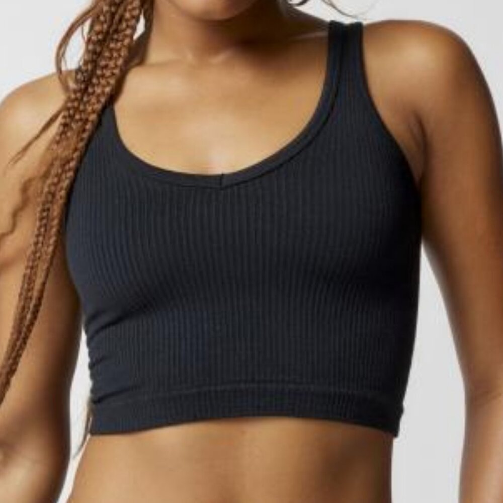 Urban Outfitters Drew Seamless Ribbed Bra Top - Black, Size L